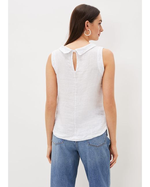 Phase Eight White Sky Linen Sleeveless Blouse
