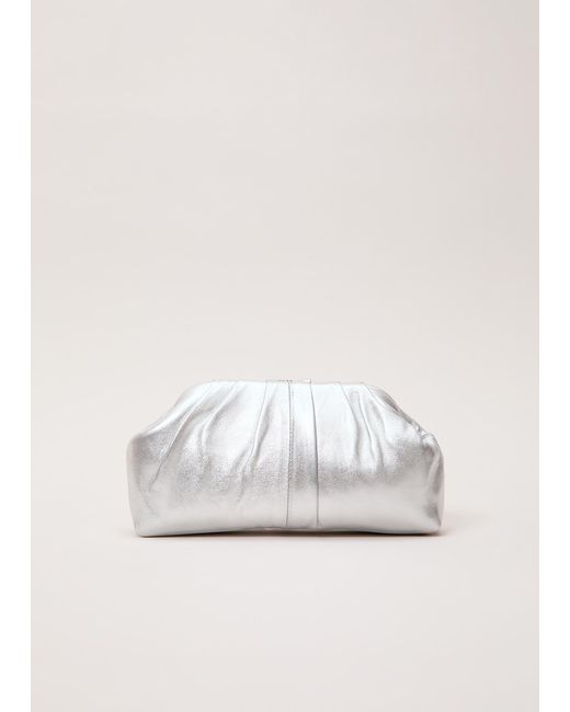 Phase Eight White Pouch Clutch Bag