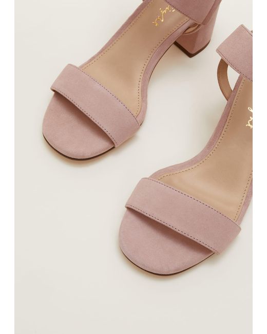Phase Eight Natural 's Suede Buckle Heeled Sandals