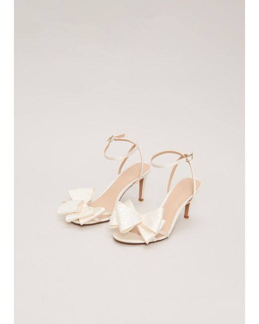 Phase Eight Natural Large Pearl Bow Sandals