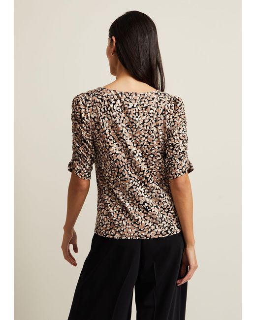 Phase Eight Brown 's Brooke Print Top