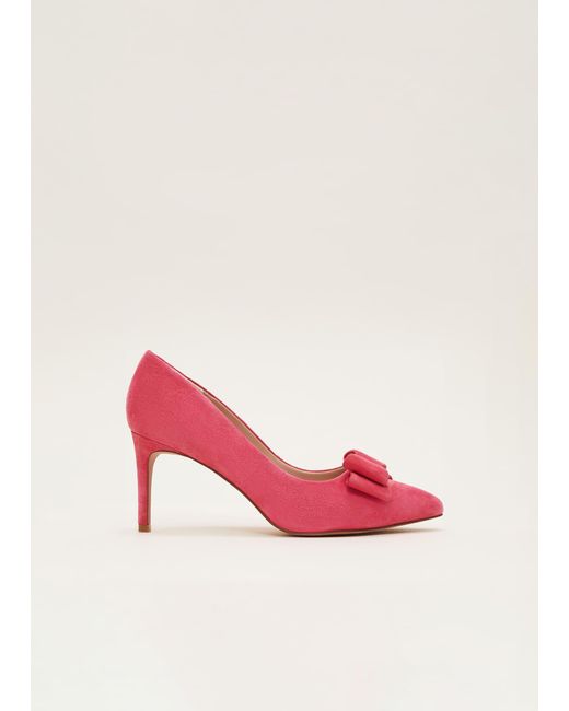 Phase Eight Pink 's Suede Bow Front Court Shoes