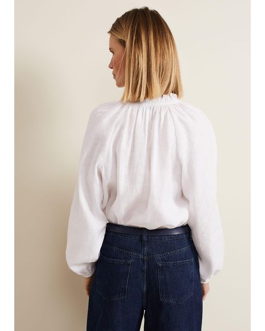 Phase Eight White Nova Linen Blouse
