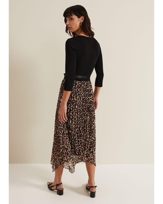 Phase Eight Natural Josephine Animal Woven Hem Knit Dress