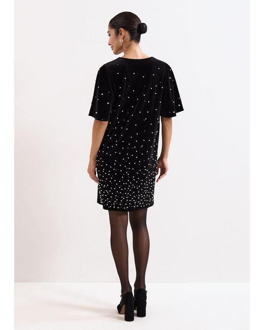 Phase Eight Black Pennie Velvet Pearl Tunic Dress