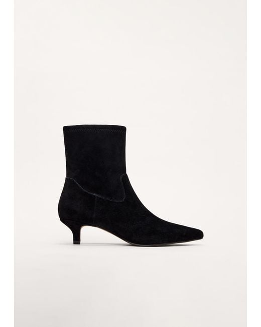 Phase Eight White Suede Kitten Heel Ankle Boot