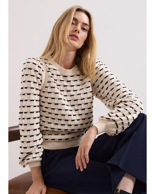 Phase Eight Gray Connie Textured Square Jumper