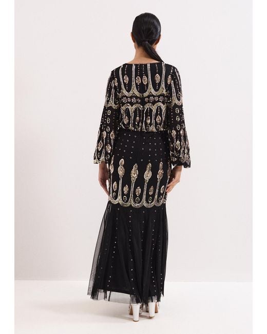 Phase Eight Black Petite Sasha Beaded Maxi Dress