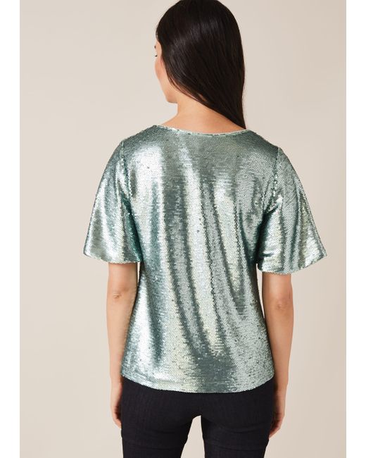 Phase Eight Green Adara Sequin Blouse