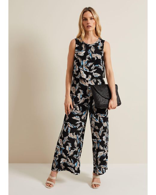 Phase Eight Natural Aubrey Leaf Print Jumpsuit