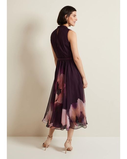 Phase Eight Purple 's Bethany Placement Print Midi Dress