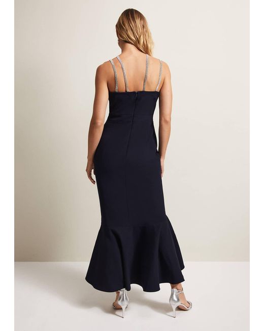 Phase Eight Blue 's Chantal Navy Jewel Strap Maxi Dress