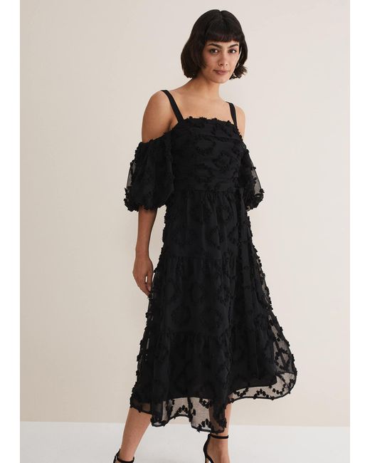 Phase Eight Black Margarita Off The Shoulder Midaxi Dress