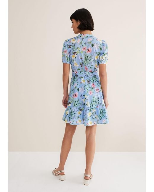 Phase Eight Blue 's Velma Cotton Floral Mini Dress