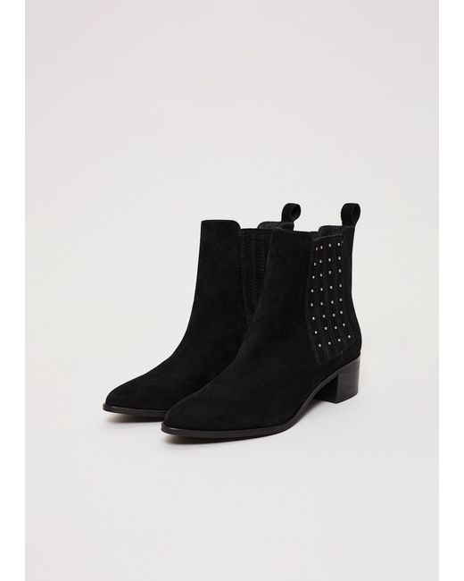 Phase Eight White Suede Studded Ankle Boot