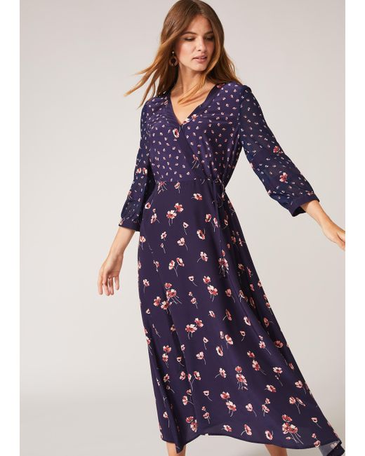 Phase Eight Blue 's Anemone Mixed Floral Print Dress