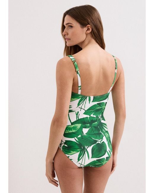 Phase Eight Green Palm Print Swimsuit
