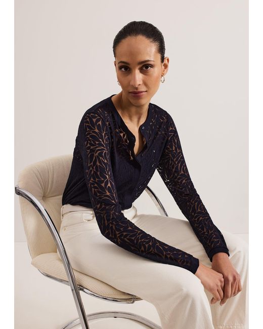 Phase Eight Blue Fern Burnout Top