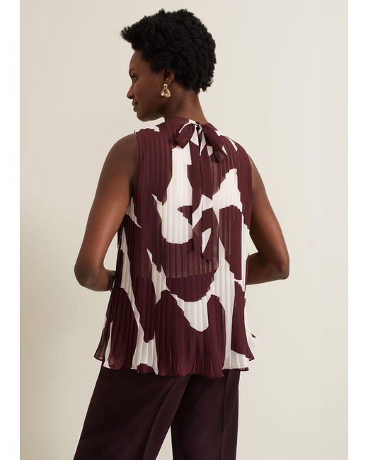 Phase Eight Natural Nina Abstract Pleat Top