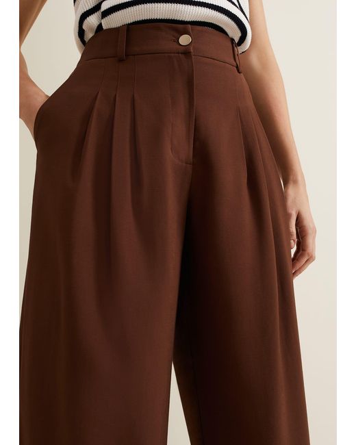 Phase Eight Natural 's Indiyah Pleated Wide Leg Trousers