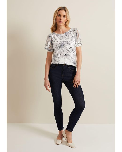 Phase Eight White 's Kelly Floral Burnout Top