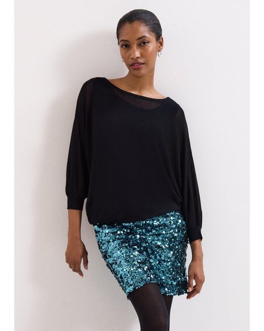 Phase Eight Blue Becca Batwing Sequin Dress