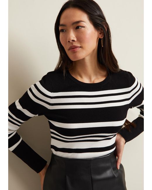 Phase Eight Black Serena Stripe Jumper