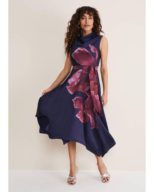 Phase Eight Purple Alayna Floral Midi Dress