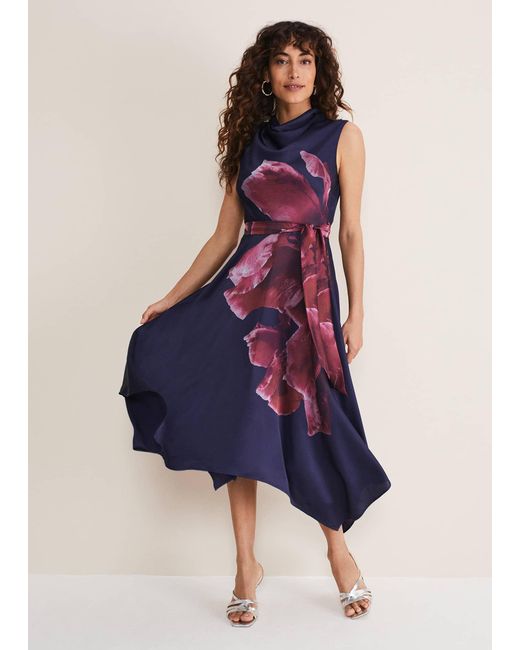 Phase Eight Purple 's Alayna Floral Midi Dress