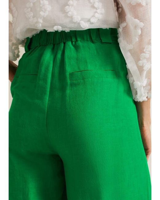Phase Eight Green 's Lottie Wide Leg Linen Trouser