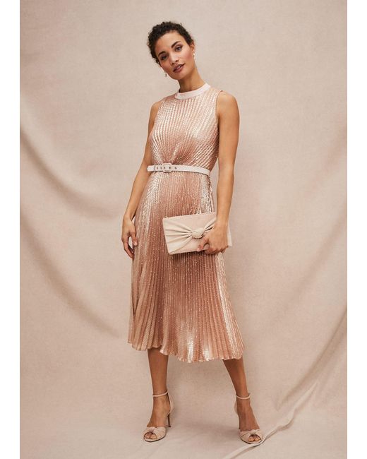 Phase Eight Natural Simara Sequin Dress
