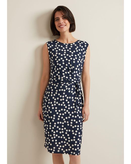 Phase Eight Blue Josey Jersey Spot Bodycon Midi Dress