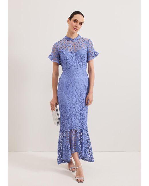 Phase Eight Blue Eadie Lace Maxi Dress