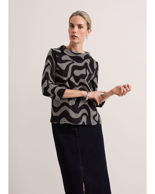 Phase Eight Black Rena Printed Top