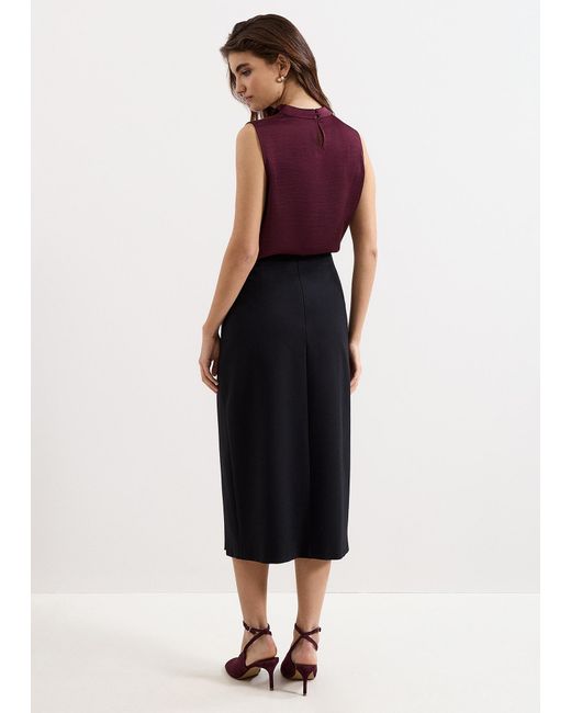Phase Eight Black Phoebe Ponte Midi Skirt