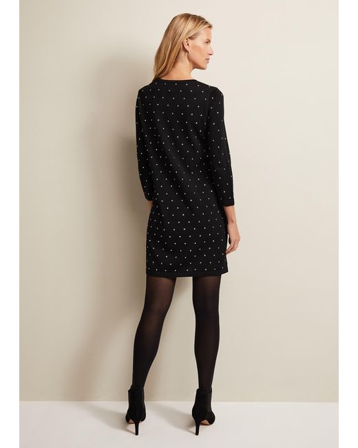 Phase Eight Black 's Catriona Stud Shift Knitted Mini Dress