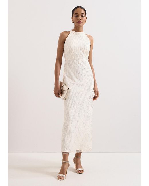 Phase Eight Natural Marie Beaded Dress
