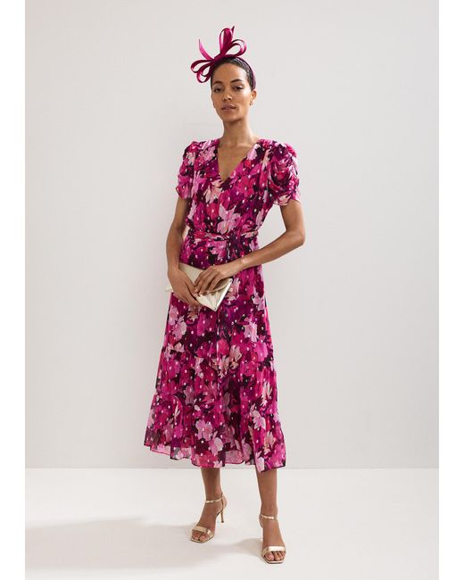 Phase Eight Pink Azalea Floral Shimmer Dress