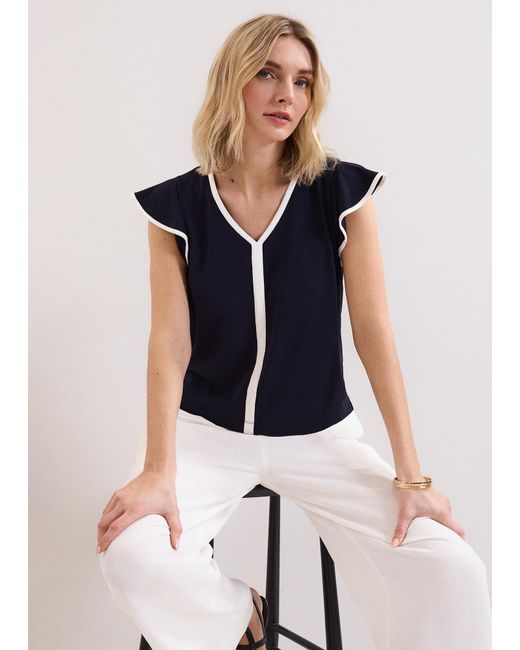 Phase Eight Blue Fleur Top