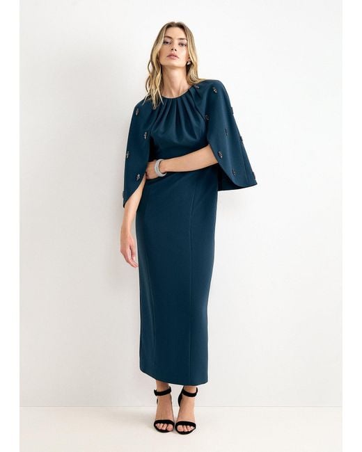 Phase Eight Blue Michelle Jewelled Cape Maxi Dress