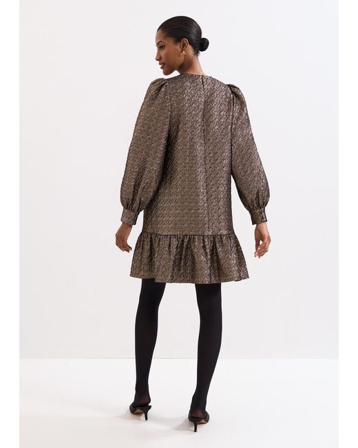 Phase Eight Brown Frances Jaquard Shift Mini Dress