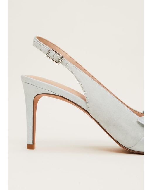Phase Eight White 's Blue Suede Strappy Heels
