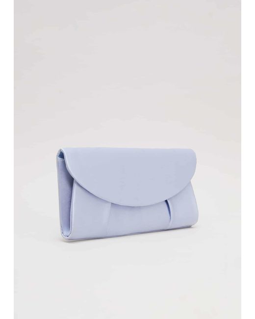 Phase Eight Blue 's Pleat Satin Clutch Bag