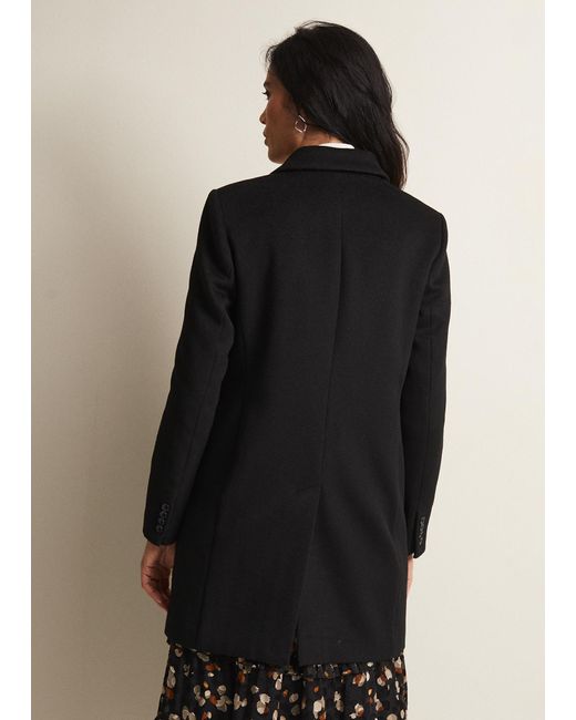 Phase Eight Black Lydia Wool Smart Coat