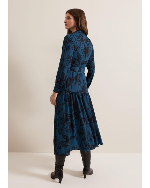 Phase Eight Blue Petite Shakira Floral Midaxi Dress