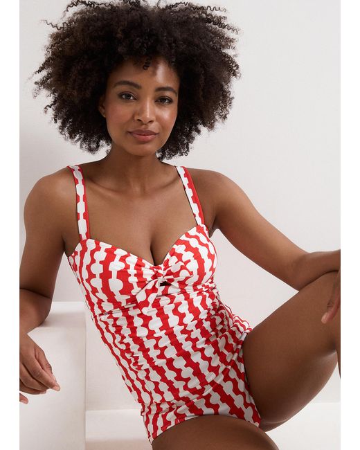 Phase Eight Red Lara Print Tankini Top