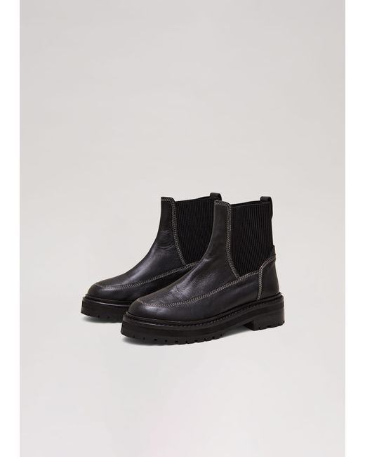 Phase Eight Black Feature Stitch Chunky Chelsea Boot