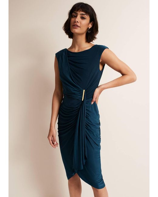Phase Eight Blue 's Donna Teal Bodycon Midi Dress