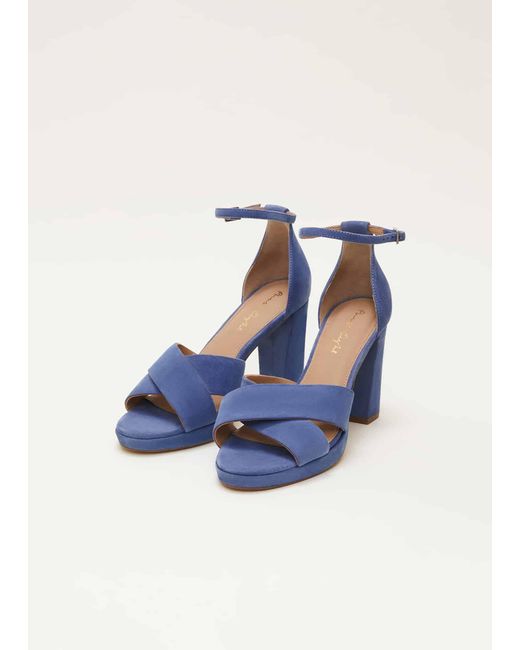 Phase Eight Blue Suede Platform Heels
