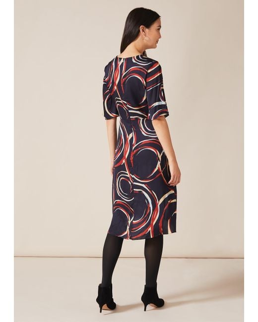 Phase Eight Blue Rosina Swirl Satin Dress